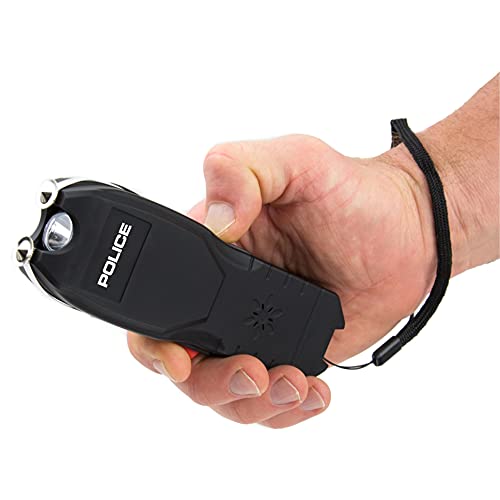 POLICE Stun Gun for Self Defense 2101 ? High Voltage Rechargeable with LED Flashlight & Siren Alarm ? Compact & Heavy Duty ? Personal Security for Women & Men ? Black