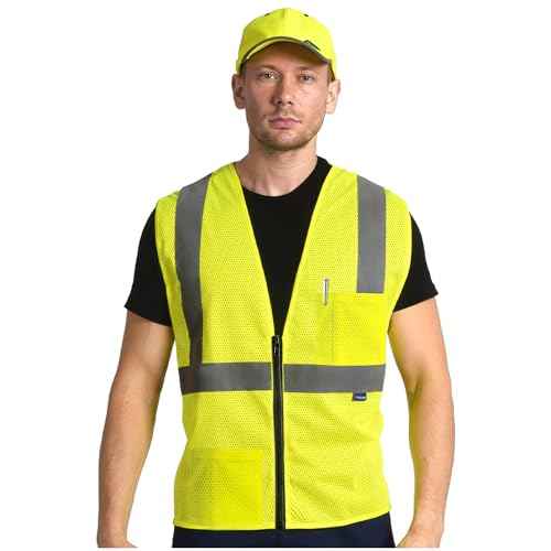 AYKRM 2 Pockets Reflective Safety Vest High Visibility Class II Mesh Vest for Women & Men Meets ANSI Standards