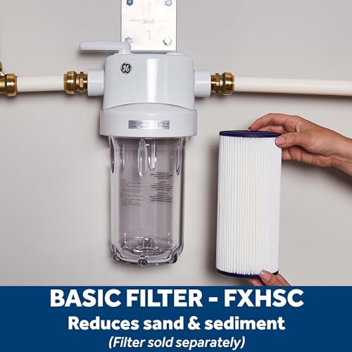 GE Whole House Water Filtration System GXWH40L - 7.90 x 8.40 x 16.40 in, Sediment & Rust Reduction, Includes Install Kit & Filters