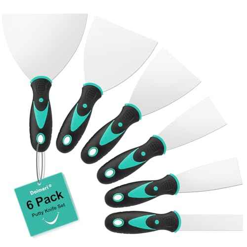 6 Pack Putty Knife, 1¡± 1.5¡± 2¡± 3¡± 4¡± 5¡± Spackle Knives, Premium Stainless Steel Paint Scraper, Perfect Tools for Repairing Drywall, Removing Wallpaper, Applying Mud or Plaster