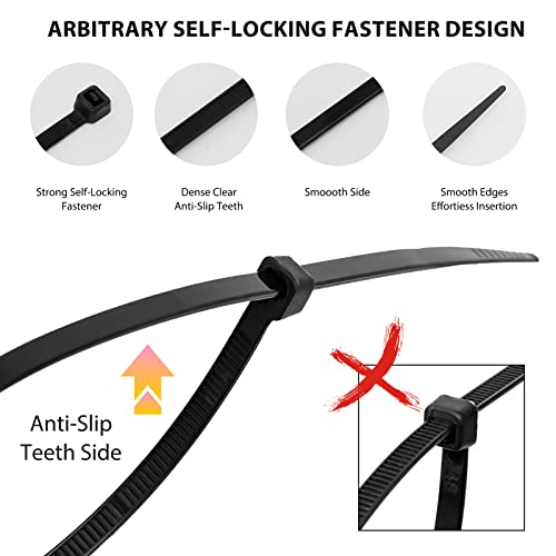 HAVE ME TD Black Cable Zip Ties Set - Assorted Sizes 4,6,8,12 Inch, 400 Pack