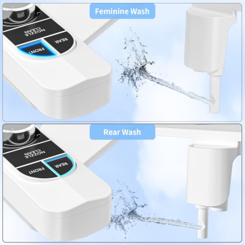 SAMODRA Non-Electric Bidet Attachment for Toilet - Self-Cleaning Dual Nozzle, Adjustable Pressure, Fits Most Toilets, Classic Black/Silver