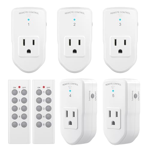 BN-LINK Wireless Remote Control Outlets Kit 2 Remotes 5 Outlets 100ft Range 1200W