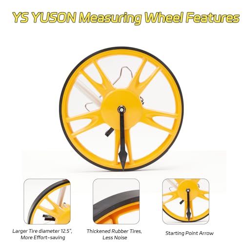 YS YUSON Metric Measuring Wheel 10,000m Foldable, 12-Inch Wheel with Carry Bag