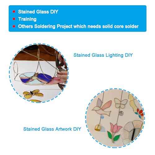 2.0mm Lead Free Solder Wire for Stained Glass Craft, Dia 0.08 Solid Core No Flux 50g, Craft Soldering Wire, Sn99 Ag0.3 Cu0.7, Thick Solder Wire Without Flux for Crafts Project DIY