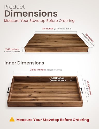 Tidita Walnut 30x22 inch Stove Top Cover & Noodle Board for Electric Stovetops