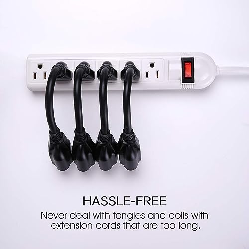 Miady 4-Pack Short Power Extension Cord 16AWG 13A 8 Inch Non-Lighted Plug