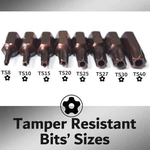 8-Piece 5 Point Torx Security Screwdriver Bit Set, TS8-TS40, 1-inch Long