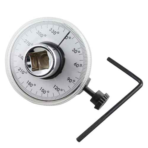 TAODAN 360 Degree Adjustable Drive Torque Gauge Wrench Set 1/2inch Torque Angle Gauge Tool with Wrench Silver Steel Professional Measuring Tool for Specifying Torque and Angle Setting Fastener