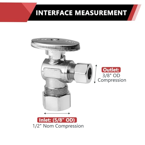10-Pack EFIELD 1/2" Nominal Angle Stop Valves for Plumbing, Chrome Finish