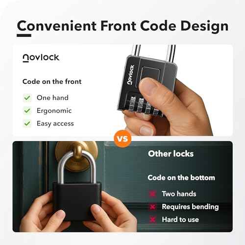 Combination Lock for Outdoor & Indoor | Heavy Duty, Weatherproof, 4-Digit Security | Padlock for Lockers, Gates, Fences, Sheds, Storage | 1-Pack, Black