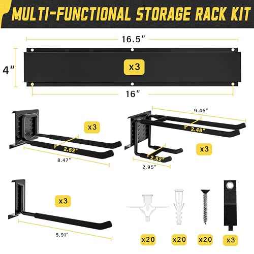 Garage Wall Organizer,15Pack Carries 675 lbs,Garden Tool Organizer 48in With Large Storage Space,Easy Assembly, Sturdy Design,for Efficient Tool Storage Garage Organization