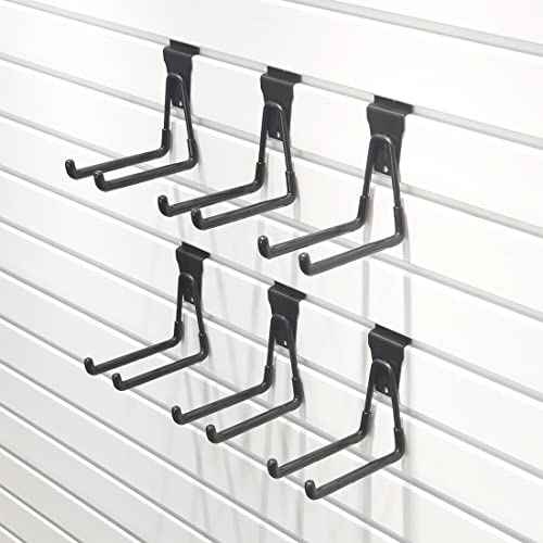 Slatwall Accessories, Black Slatwall Hooks, Garage Utility Hooks for Slatwall, 6 Pack Medium U Hook