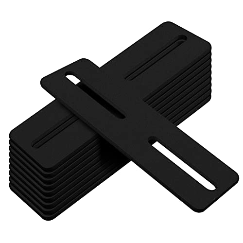 eoere 10 Pcs Black Slotted Metal Mending Plates 5" x 1-5/8" Flat Brackets, DIY Furniture Hardware