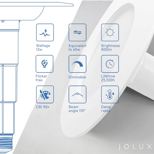 Jolux 4-Pack 5/6 Inch LED Recessed Can Lights, Soft White 2700K Retrofit Downlights
