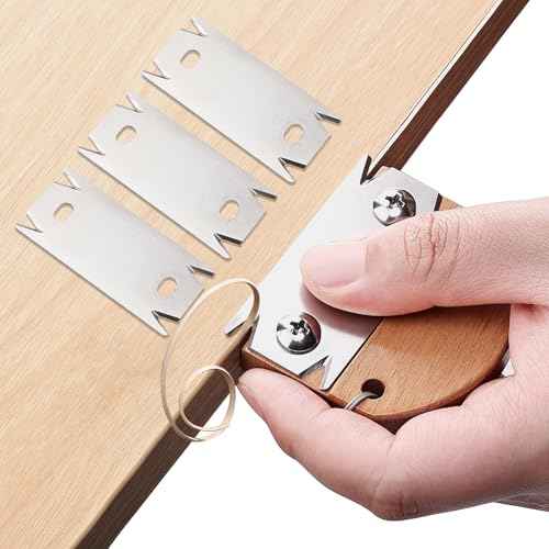 Edge Banding Trimmer, Upgraded Veneer Edge Trimmer with Wooden Handle and 3 Replacement Blades, Edge Band Cutter Tool for Woodworking, Veneer, PVC, Laminate, Plywood, Melamine