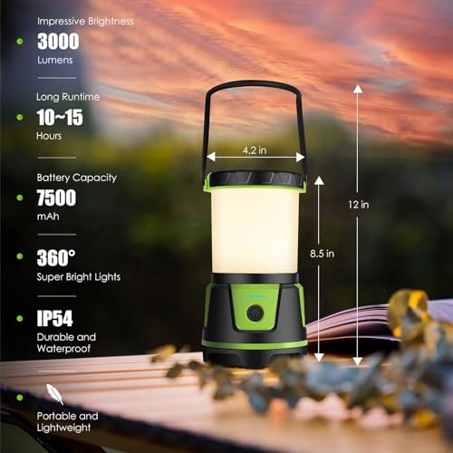 Cullaby Rechargeable Emergency Lantern 3000 Lumens Green Camping & Power Outage Light