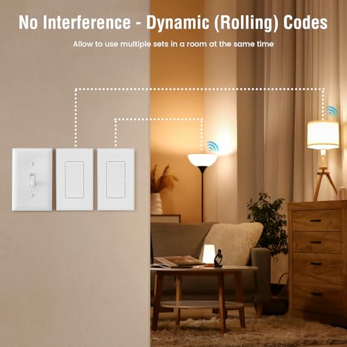 SURAIELEC Wireless Wall Switch & Outlet Kit - 1 Wall Switch + 1 Outlet, 100 ft RF Range, No Wiring Needed