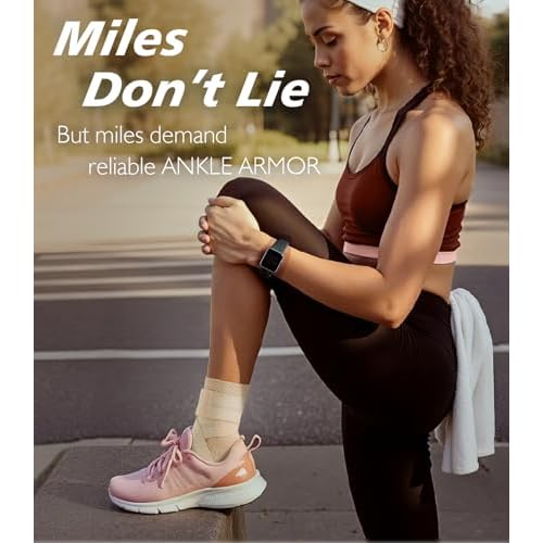 Flat Knitting Ankle Brace For Women&Men, 7-Zone Dynamic Compression Sleeve w/Flex Strap,Foot Support For Sports, Sprained Ankle, Achilles Tendonitis, Plantar Fasciitis Relief(Pack of1) M,Nude