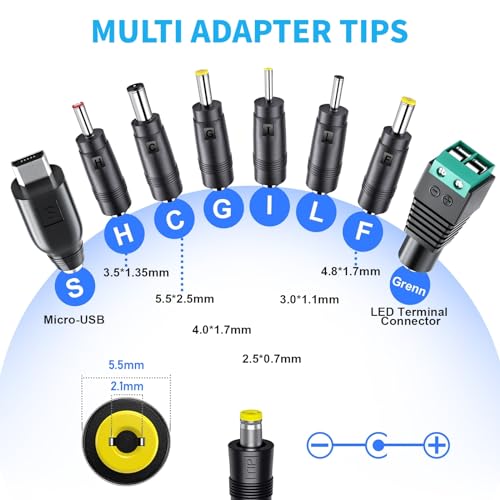 SoulBay 12V Adjustable Power Supply Adapter Charger - 1 Count