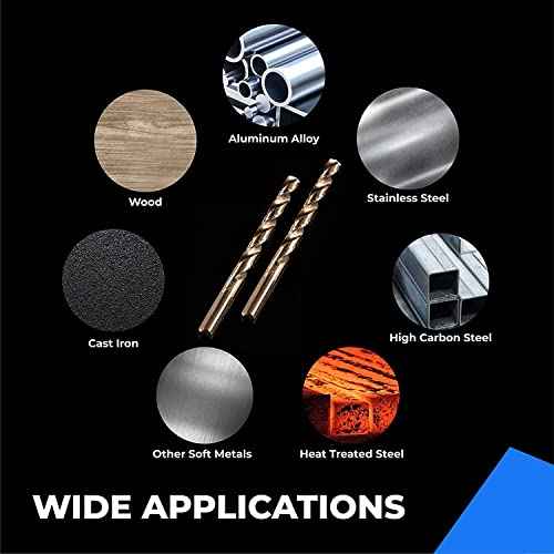 amoolo 1/16" inch Cobalt Drill Bits(10Pcs), M35 HSS Metal Jobber Length Twist Drill Bit Set for Hard Metal, Stainless Steel