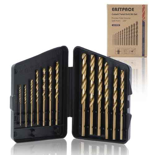 13Pcs M35 Cobalt Drill Bit Set, 1/16 inch-1/4 inch,Twist Jobber Drill Bit Kit for Stainless Steel, Hard Metal and Wood Plastic with Indexed Case