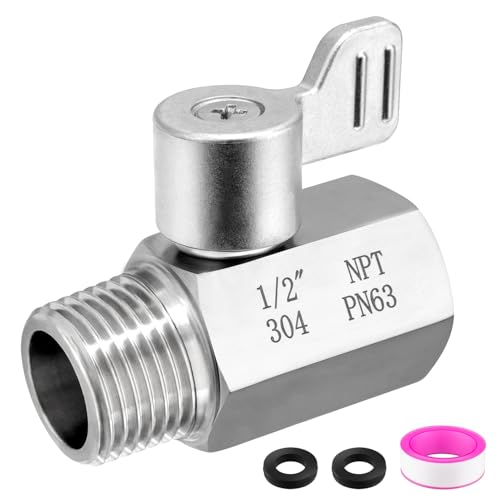 Carvedexquisitely 1 Pack Stainless Steel Shower Head Shut Off Valve 1/2" NPT Water Flow Control