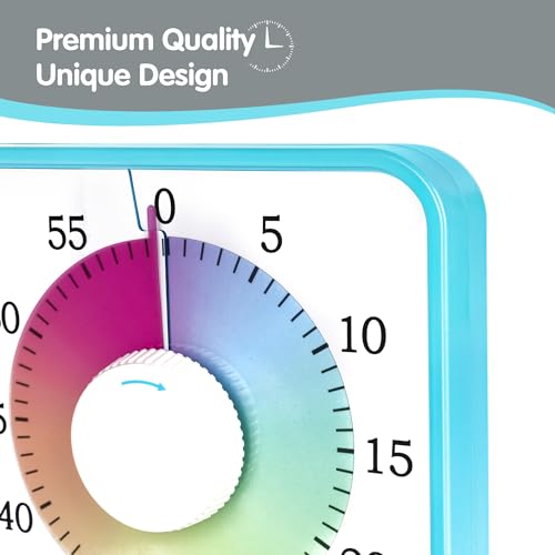Sky Blue Colorful 7.5-Inch Visual Timer - Battery-Free Mechanical Countdown Clock