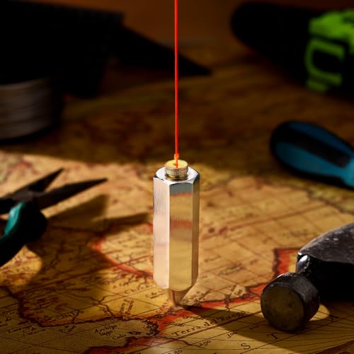 8 oz Brass Plumb Bob with Replaceable Steel Tip 20 ft String & Hook 2