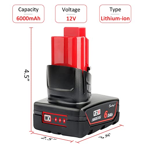 Waitley 12V 6A Replacement Battery for Milwaukee Power Tools – Extended Runtime