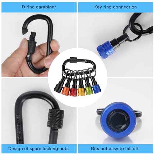 1/4 inch Hex Shank Bit Holders Keychain Quick-change Design for Nut Driver Screwdriver Drill Bit Gift for Men