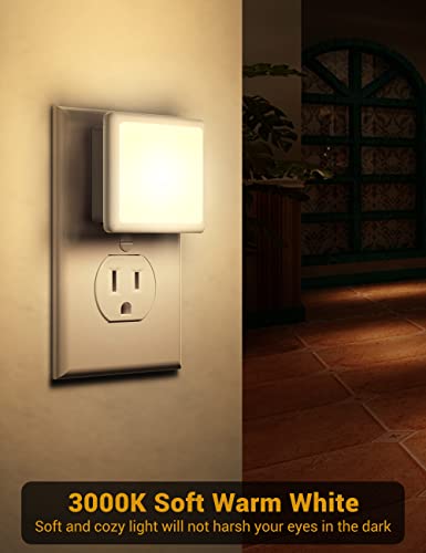 JandCase Warm White 2-Pack Plug-in Night Lights Dusk-to-Dawn Sensor