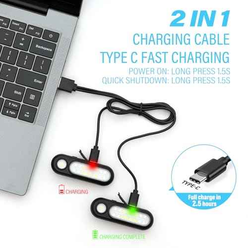 Yaklim Clip On Flashlight, Rechargeable Running Lights for Runners Portable Hands Free Flashlight for Walking Dog, Safety Light for Walking at Night, LED Work Light Warning Flashing Camping(1Pcs)