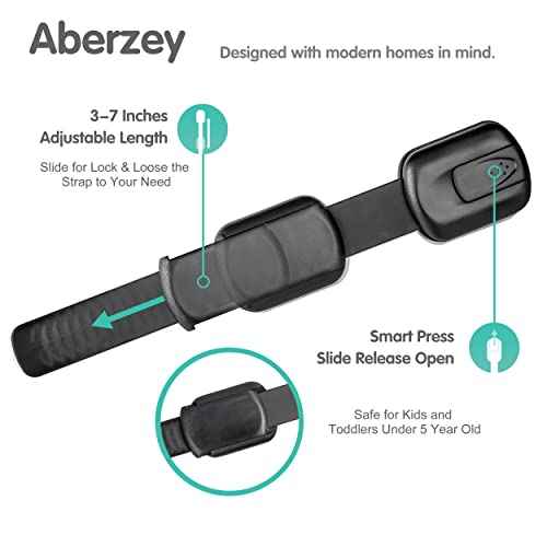 Baby Proof Cabinet Lock & Straps Latches Child Drawer Latches with 3M Adhesives Adjustable Non Drilling Safety Cabinet Locks Straps Baby Drawer Locks for Kids Baby Multi-Function 12 Pack (Black1)