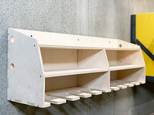 Cordless Drill Organizer Rack 10-Slot Birch Plywood Wall Mount Shelf