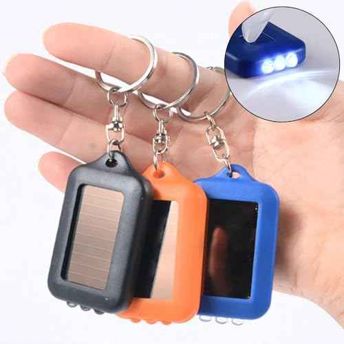 Pocketman Mini LED Keychain Flashlight Torch Solar Power 3 LED Light Lamp Keychain Torch with Key Ring Mini Key Ring Portable Safety Lamp