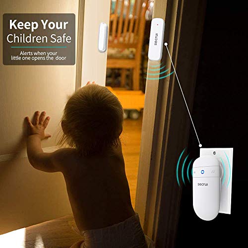 SECRUI Wireless Door Chime System 1 Receiver + 1 Sensor, White - Door Open Alarm for Home & Business