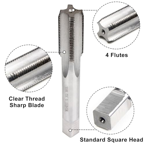 M14 x 1.5 Metric Thread Tap and Die Set, M14 x 1.5mm High-speed Steel Machine Tap Die Set Right Hand Tap and Round Thread Die