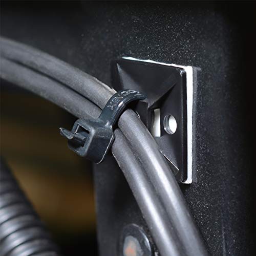 XHF 100pcs Self-Adhesive Black Cable Zip Tie Mounts with 8-Inch Ties & Screws – Outdoor UV Protection