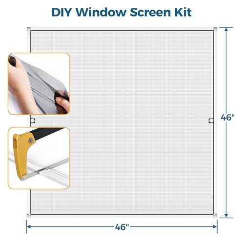 2 Sets Window Screen Frame Kit, 5/16 in x 3/5 in x 46 Inch, Makes Two Complete Screen 46" x 46" or Smaller, Includes Premium Screen Mesh, 8 Heavy Duty Corners & Durable Spline, White
