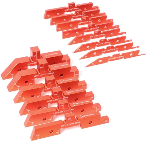 Gainneer 14 Pcs Router Table Setup Bars – Aluminum Height, Depth & Angle Gauges with 8 Angle Blocks