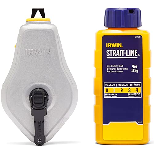 IRWIN Strait-Line Chalk Line Reel with Blue Chalk - 100ft, Pack of 1, Classic Model