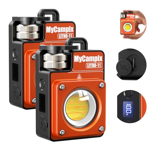 MyCampix 2-Pack Orange Rechargeable LED Camping Lanterns - 3500LM Ultra-Bright, 5 Brightness Levels, USB-C Phone Charging