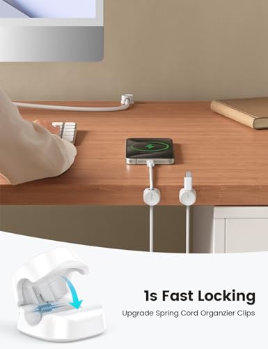 Lamicall 8 Pack Cord Organizer Clips with 1-Spring Lock - Cable Management for Desk