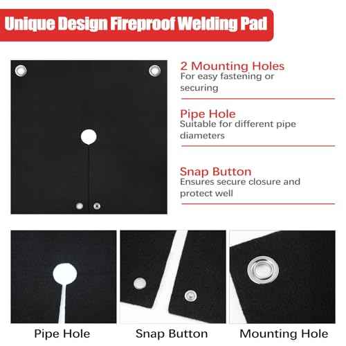 1/5"(5mm) Welding Blanket Fireproof, 5 Pack 12'' x 12'' Heat Shield Welding Pad, Brazing Heat Shield for Torch, Brazing Blanket for Pipe Soldering, Flame Resistant Brazing Mat for Plumbing, HVAC