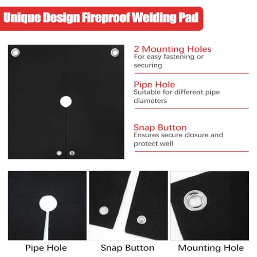 1/5"(5mm) Welding Blanket Fireproof, 5 Pack 12'' x 12'' Heat Shield Welding Pad, Brazing Heat Shield for Torch, Brazing Blanket for Pipe Soldering, Flame Resistant Brazing Mat for Plumbing, HVAC