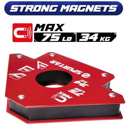 Spurtar Welding Magnets 75lbs 6pcs, Heavy Duty Welding Magnets and Clamps, Strong Magnetic Clamp Holder Tools and Accessories 45, 90, 135 Degree