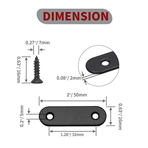 Jiozermi 12 Pack Matte Black 2 x 0.6 Inch Steel Corner Braces for Furniture