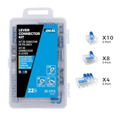 Ideal Electrical 22-Piece 10 AWG Lever Connector Kit with Hard Case - Supports 10-22 AWG Wires