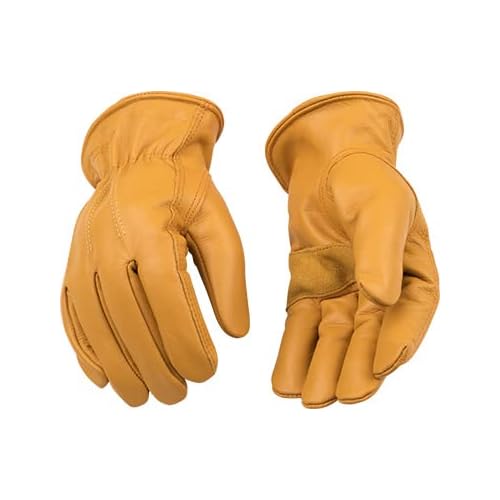 Kinco 198HK Lined Premium Grain Cowhide Driver with Palm Patch - Premium Full Grain Cowhide Full Fingers with Thermal Lining and Shirred Elastic Wrist - Water Repellent - For Outdoors, Indoors - XL